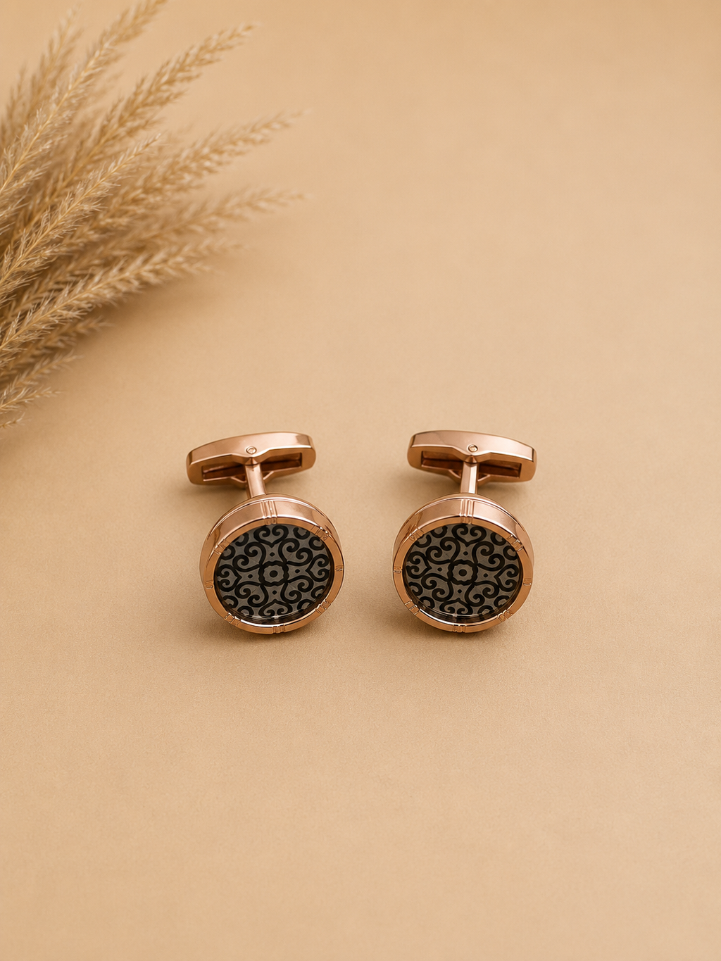 Rose Gold Ornate Cufflinks