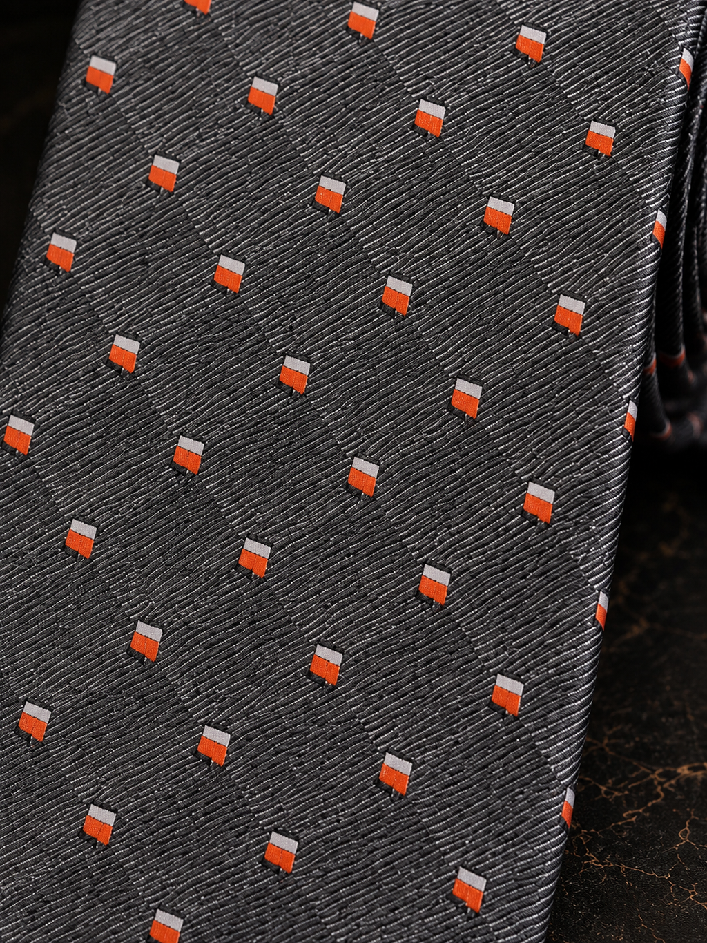 Charcoal Grey Geometric Silk Tie