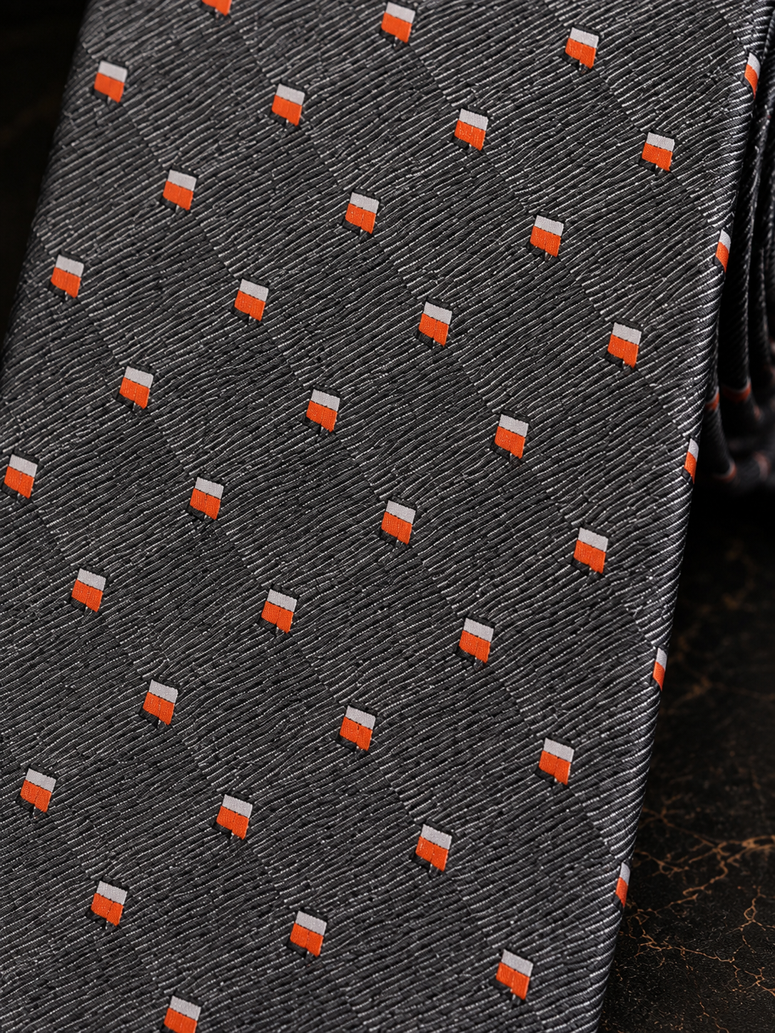 Charcoal Grey Geometric Silk Tie