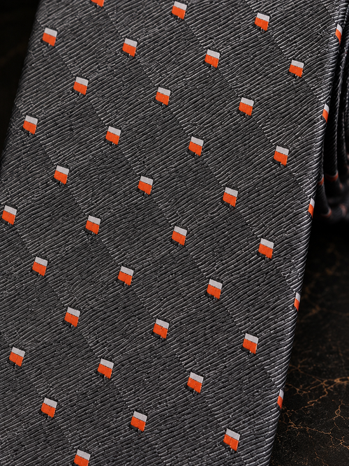 Charcoal Grey Geometric Silk Tie
