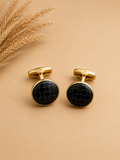 Black Geometric Gold Tone Cufflinks